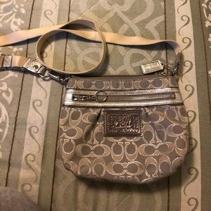 Silver crossbody coach purse